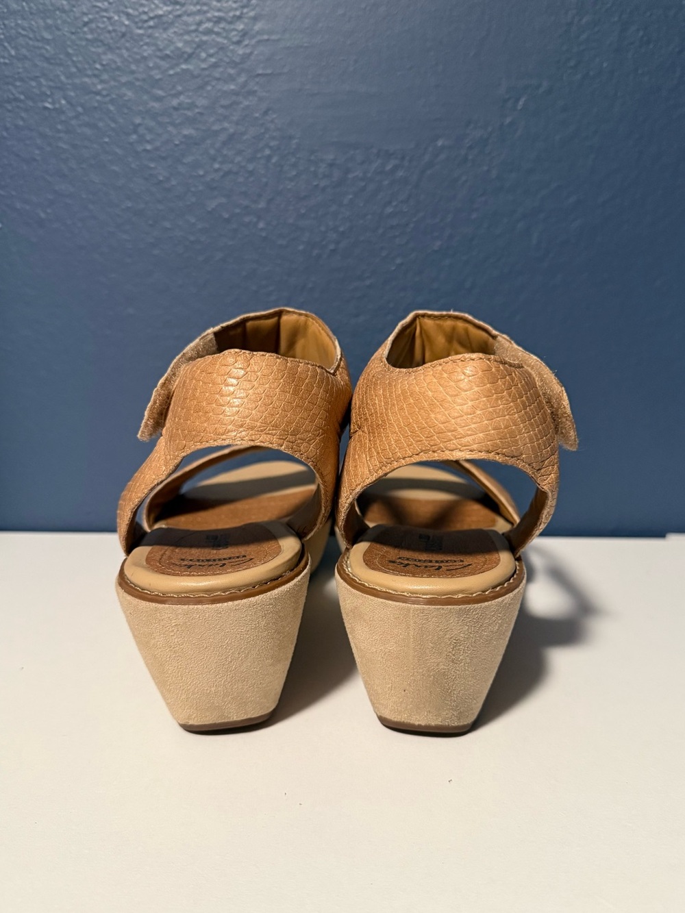 Clarks Hazelle Alba Tan Leather Snake Print Wedge Platform Comfort Sandal 9 - Picture 5 of 8
